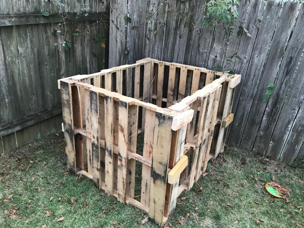 simple compost bin made from pallets